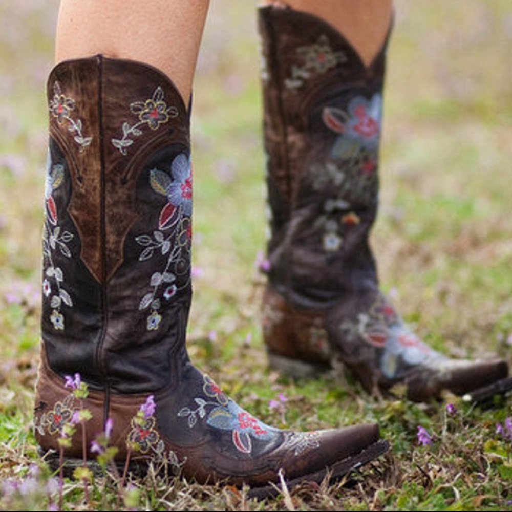 Old Gringo Bonnie Brass cowboy Boots floral embroidery etched Boho RTL 595 NWT - Picture 9 of 11